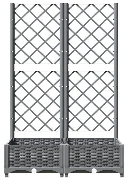 Világosszürke PP rácsos kerti ültetőláda 80 x 40 x 121,5 cm