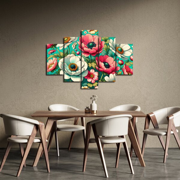 Kép - Virágok kék háttéren (150x105 cm)