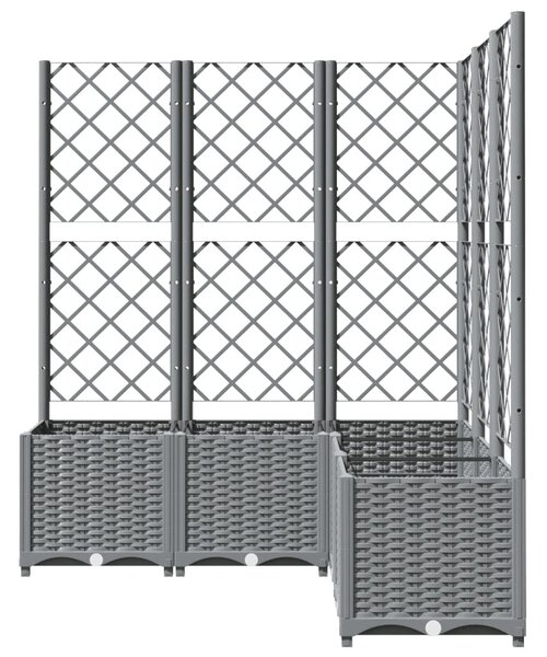 Világosszürke PP rácsos kerti ültetőláda 120 x 120 x 136 cm