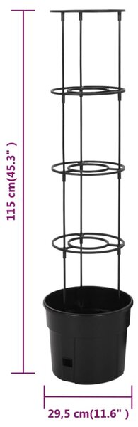 Antracitszürke polipropilén paradicsomtermesztő Ø29,5 x 115 cm