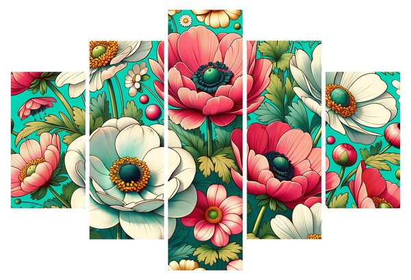 Kép - Virágok kék háttéren (150x105 cm)
