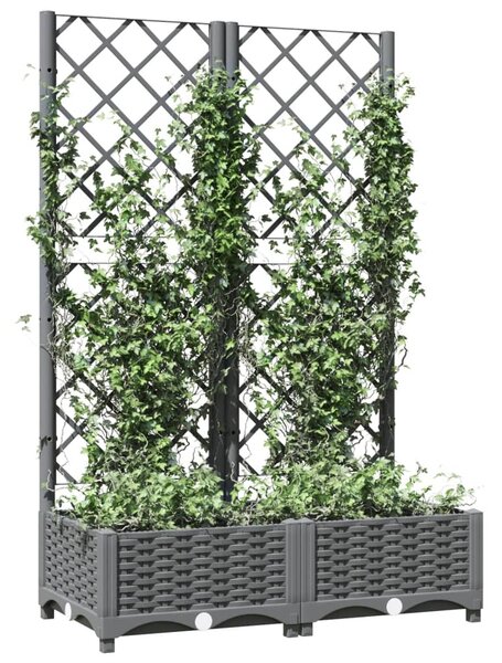 Világosszürke PP rácsos kerti ültetőláda 80 x 40 x 121,5 cm
