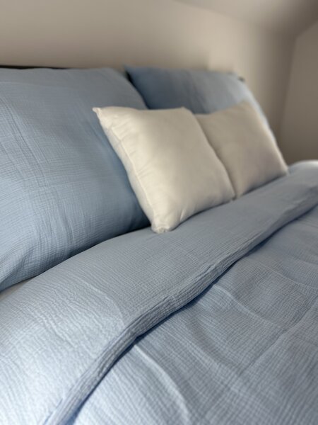 Muszlin ágynemű Baby Blue Ágynemű mérete: Gyermek méret 90x135 cm, A csomag tartalma: Készletcsomagolás