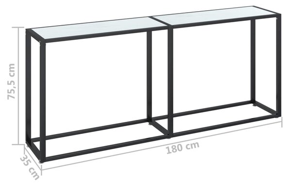 Fehér márvány edzett üveg tálalóasztal 180 x 35 x 75,5 cm