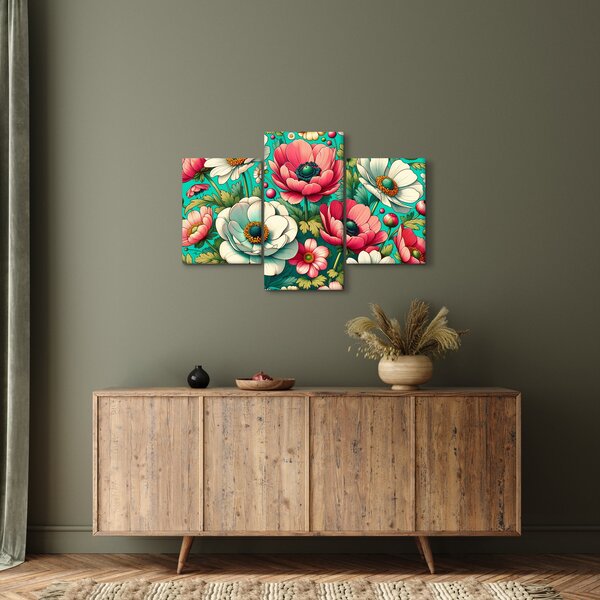 Kép - Virágok kék háttéren (90x60 cm)