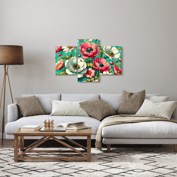 Kép - Virágok kék háttéren (90x60 cm)