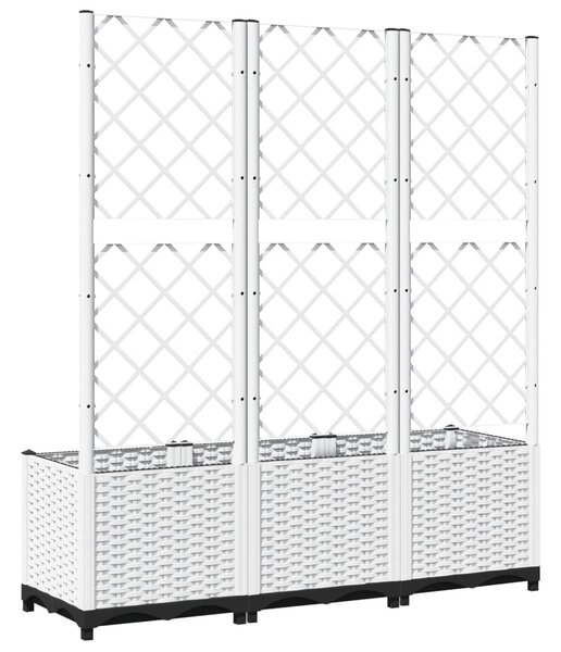 Fehér polipropilén rácsos kerti ültetőláda 120 x 40 x 136 cm