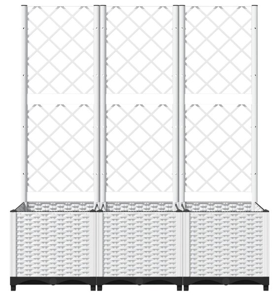 Fehér polipropilén rácsos kerti ültetőláda 120 x 40 x 136 cm