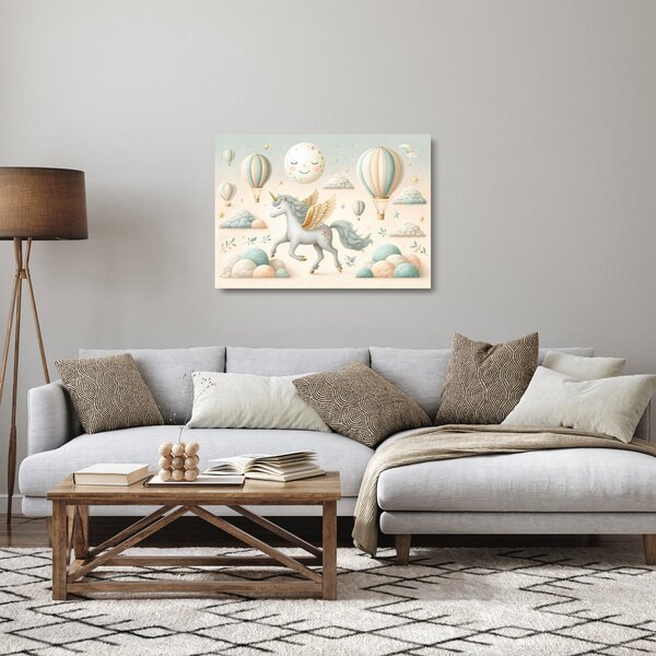 Üveg kép - Boldog egyszarvú (70x50 cm)