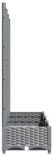 Világosszürke PP rácsos kerti ültetőláda 120 x 40 x 121,5 cm