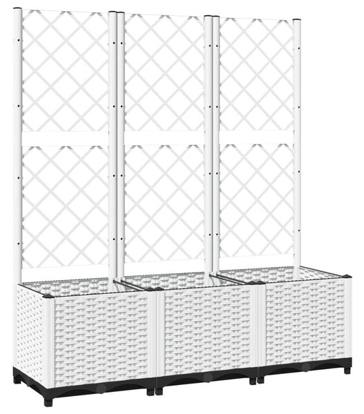 Fehér polipropilén rácsos kerti ültetőláda 120 x 40 x 136 cm