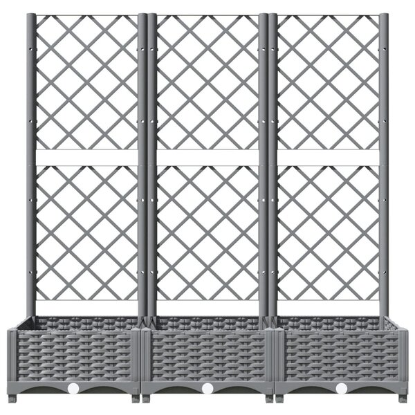 Világosszürke PP rácsos kerti ültetőláda 120 x 40 x 121,5 cm