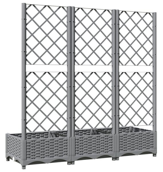 Világosszürke PP rácsos kerti ültetőláda 120 x 40 x 121,5 cm
