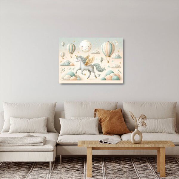 Üveg kép - Boldog egyszarvú (70x50 cm)