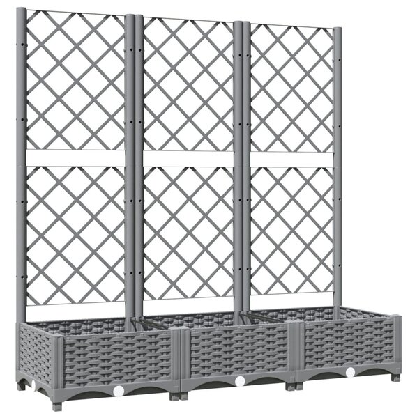 Világosszürke PP rácsos kerti ültetőláda 120 x 40 x 121,5 cm