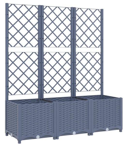 Kékszürke PP rácsos kerti ültetőláda 120 x 40 x 136 cm