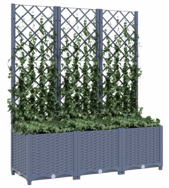 Kékszürke PP rácsos kerti ültetőláda 120 x 40 x 136 cm