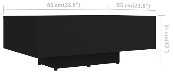 Fekete szerelt fa dohányzóasztal 85 x 55 x 31 cm