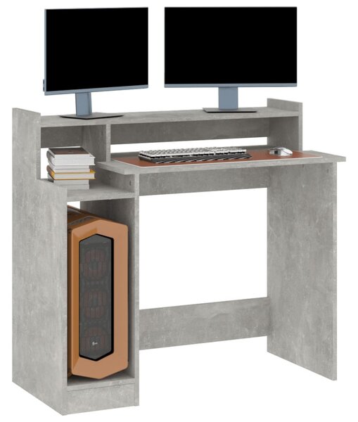 Betonszürke szerelt fa íróasztal LED-ekkel 97 x 45 x 90 cm