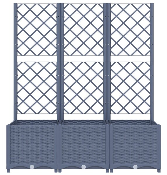 Kékszürke PP rácsos kerti ültetőláda 120 x 40 x 136 cm
