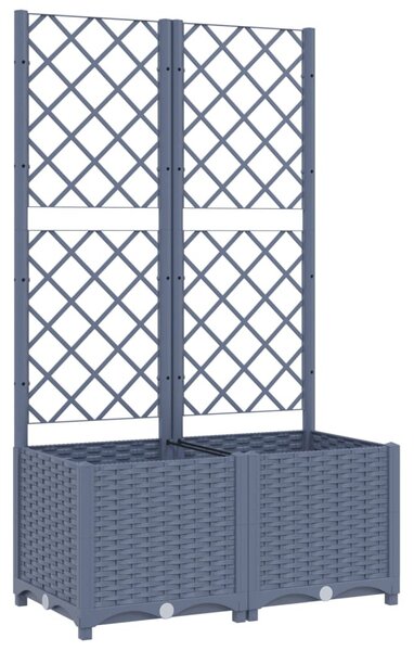 Kék-szürke kerti virágláda ráccsal 80 x 40 x 136 cm PP