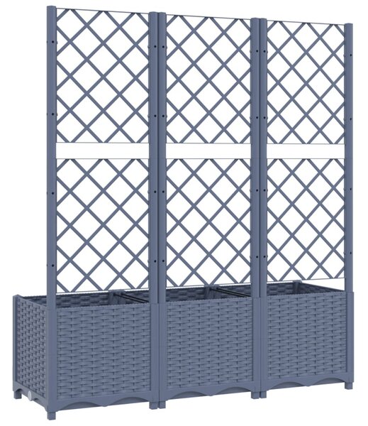Kékszürke PP rácsos kerti ültetőláda 120 x 40 x 136 cm
