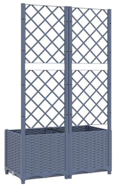 Kék-szürke kerti virágláda ráccsal 80 x 40 x 136 cm PP