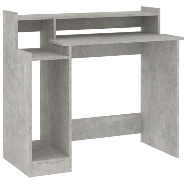Betonszürke szerelt fa íróasztal LED-ekkel 97 x 45 x 90 cm