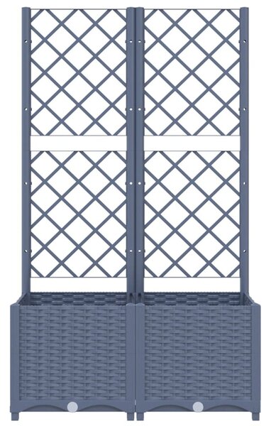 Kék-szürke kerti virágláda ráccsal 80 x 40 x 136 cm PP