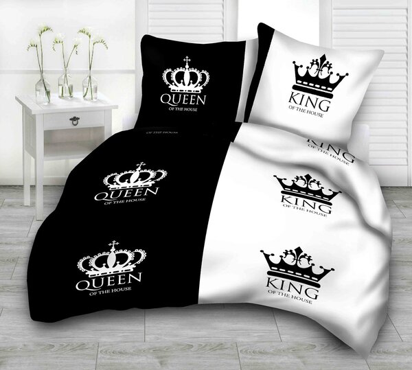 QUEEN ÉS KING FEKETE-FEHÉR fotó ágynemű Ágynemű mérete: 140x200 cm, A csomag tartalma: Készletcsomagolás