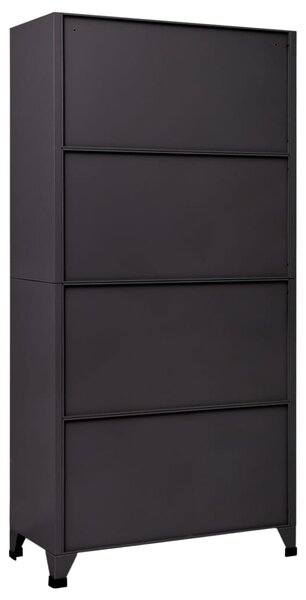 Antracitszürke-piros acél zárható szekrény 90 x 45 x 180 cm
