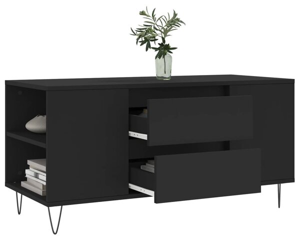 Fekete szerelt fa dohányzóasztal 102x44,5x50 cm