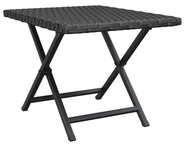Fekete összecsukható polyrattan asztal 45 x 35 x 32 cm