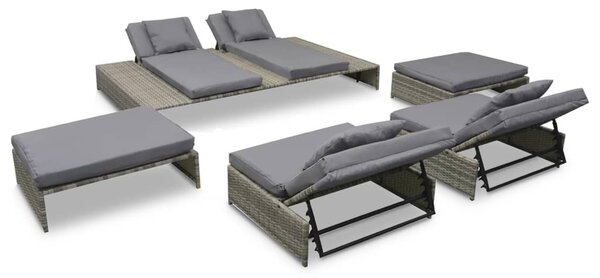 15 részes szürke kültéri polyrattan pihenőszett