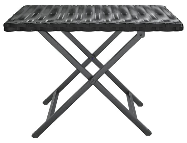 Fekete összecsukható polyrattan asztal 45 x 35 x 32 cm