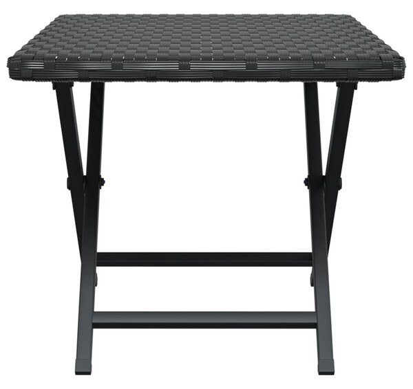 Fekete összecsukható polyrattan asztal 45 x 35 x 32 cm