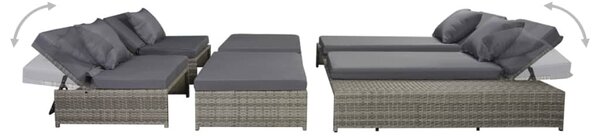 15 részes szürke kültéri polyrattan pihenőszett
