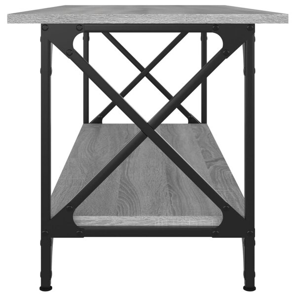 Szürke sonoma szerelt fa és vas dohányzóasztal 100 x 45 x 45 cm