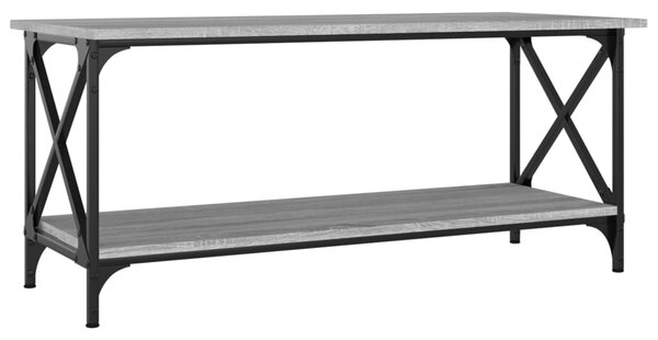 Szürke sonoma szerelt fa és vas dohányzóasztal 100 x 45 x 45 cm