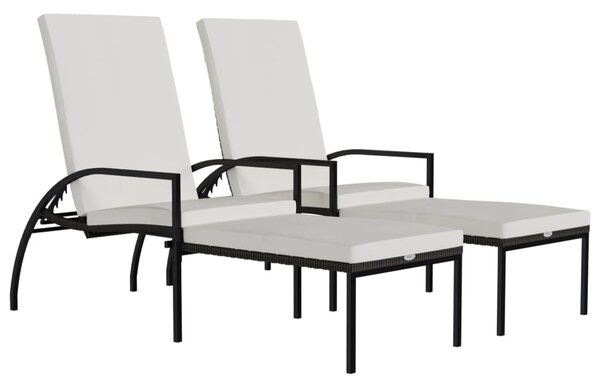 2 db barna polyrattan napozóágy lábtartóval