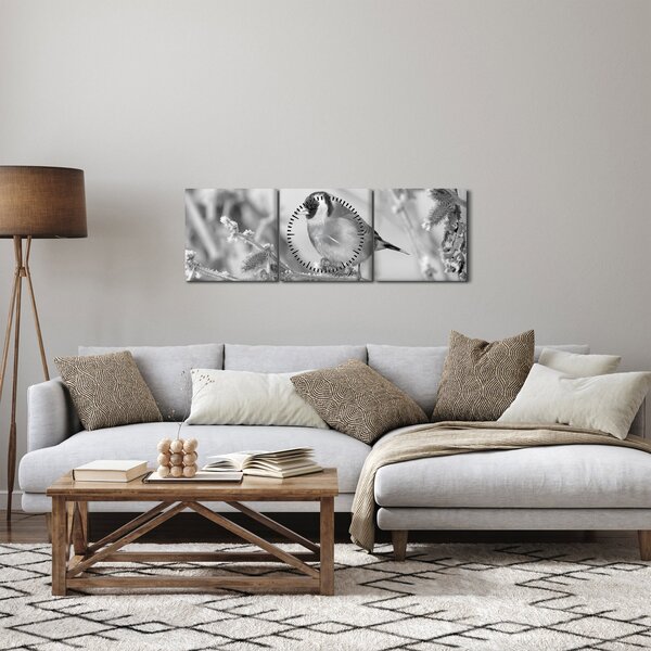 Kép - Egy madár télen (órával) (90x30 cm)