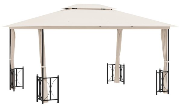 Krémszínű pavilon oldalfalakkal és dupla tetővel 3x4 m