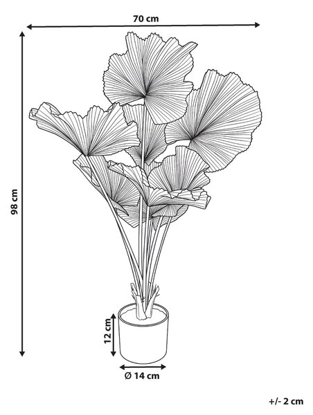 Műnövény RUFFLED FAN PALM 98 cm Zöld