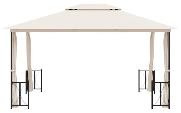 Krémszínű pavilon oldalfalakkal és dupla tetővel 3x4 m