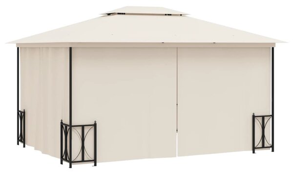 Krémszínű pavilon oldalfalakkal és dupla tetővel 3x4 m