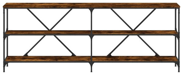 Sonoma tölgy színű szerelt fa és vas konzolasztal 200x30x75 cm