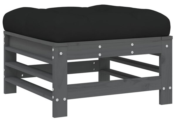 10 részes szürke tömör fa kerti ülőgarnitúra párnával