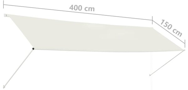 Feltekerhető krémszínű napellenző 400 x 150 cm