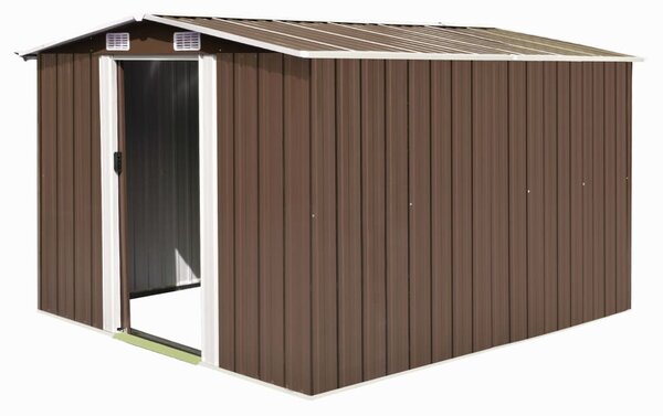 Barna fém kerti fészer 257 x 298 x 178 cm