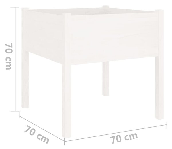 2 db fehér tömör fenyőfa kerti virágtartó 70 x 70 x 70 cm